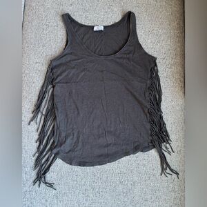 Zara Charcoal Fringe Tank Top